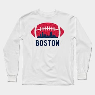 Boston Football Skyline Long Sleeve T-Shirt